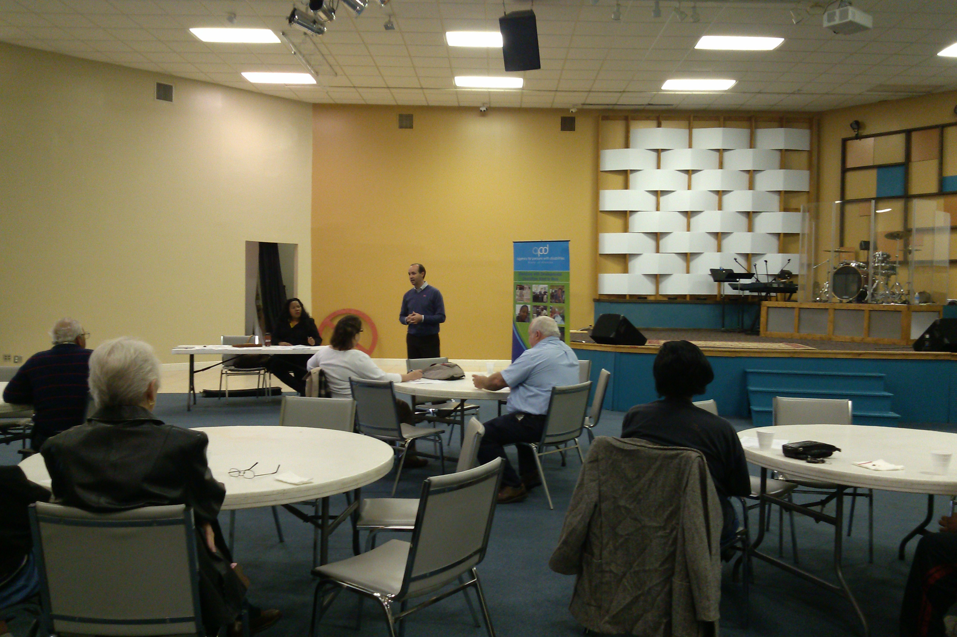 Rusty Branch from Gulf Coast Enterprises speaks the APD Job Club.