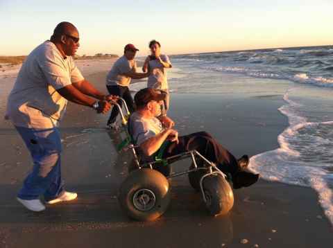 Taking some time to enjoy the beach.
