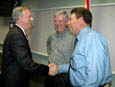 From left, Lt. Gov. Kottkamp discusses services at Sunland Center with Dr. Tom Sherrel and Dr. Tracy Clemmons