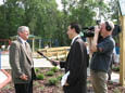 APD Interim Director Jim DeBeaugrine, left, is interviewed by the Florida Channel at the opening celebration for a new accessible playground in Wakulla County