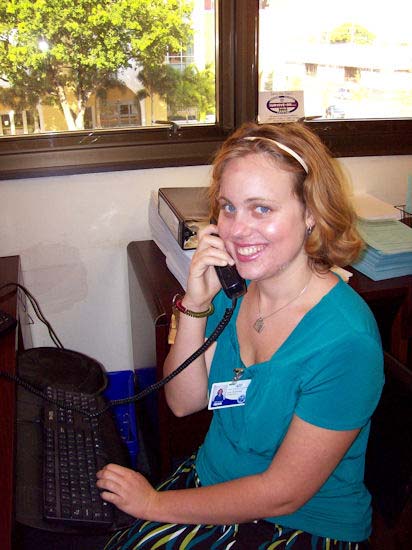 Sarah Braithwaite answers the phone with a smile. She works as an intern in APD's office in West Palm Beach