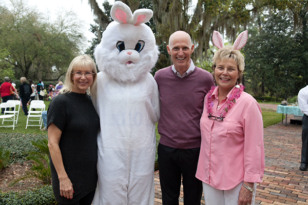 Ann Scott, Easter Bunny, Governor Rick Scott, and Barbara Palmer 