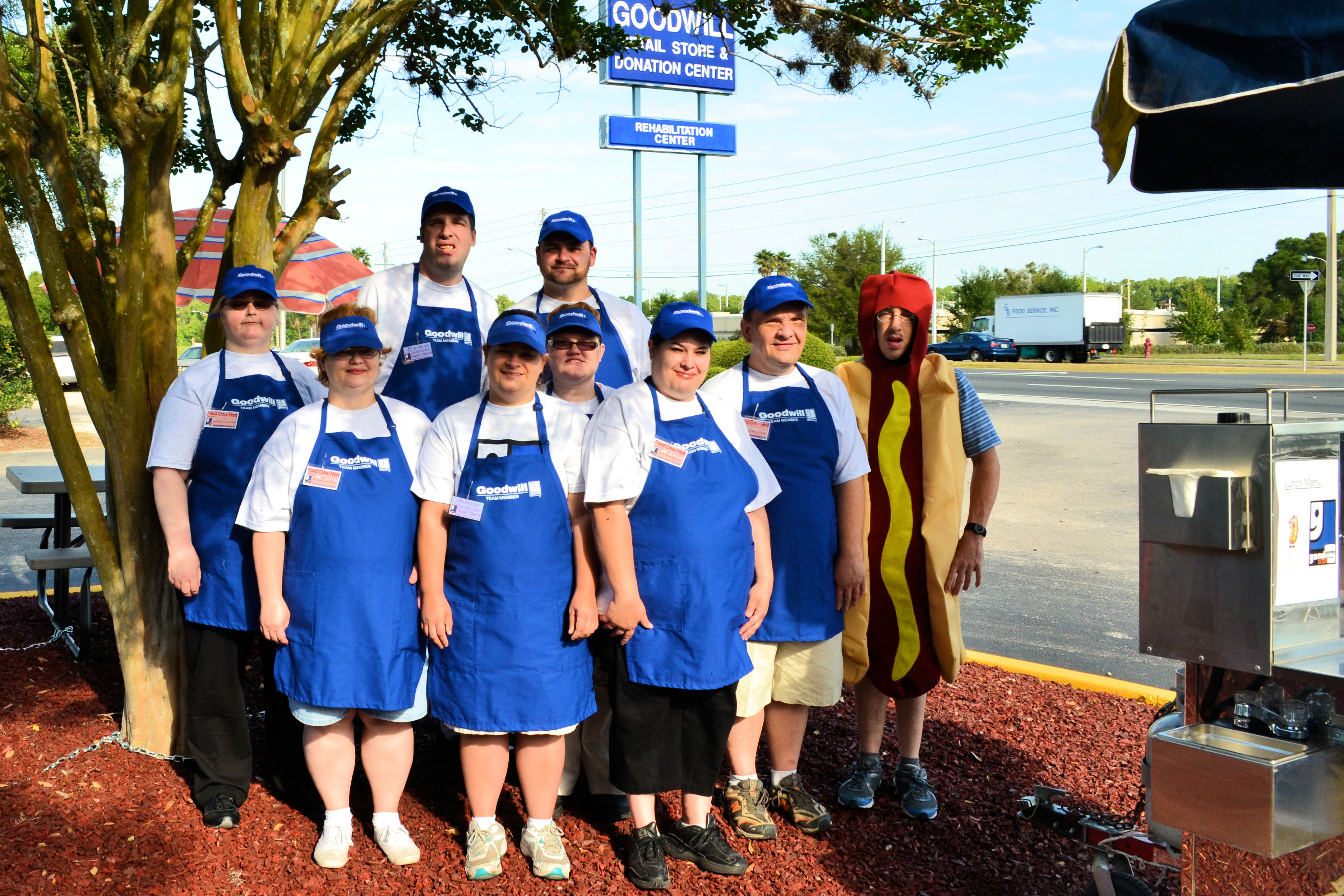 Proud operators of their own hotdog vending stand in Ocala.
<br>
Front 3 ladies L to R ( Rebecca French, Amy Thompson, Aisha Issa)
Middle 4 L to R ( Charlotte Coach, Kerri Sargood, Michael Jacobie, Anthony Dayton)
Back 2 L to R( Fred Allen and Joshua Lessor)
 